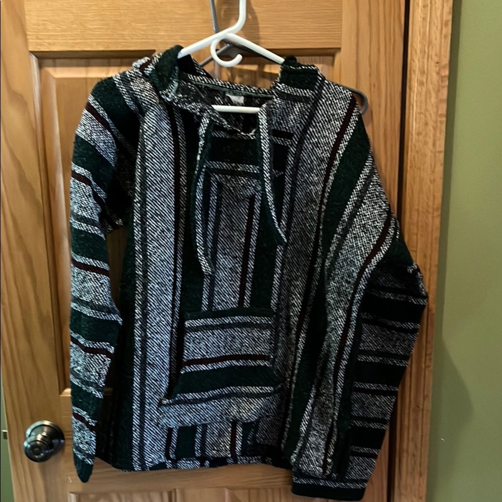 Green and Black Hooded Sweatshirt with Relaxed Fit
